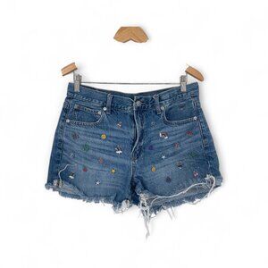 American Eagle AE Denim '90s Boyfriend Short Embroidered Size 10 EUC!
